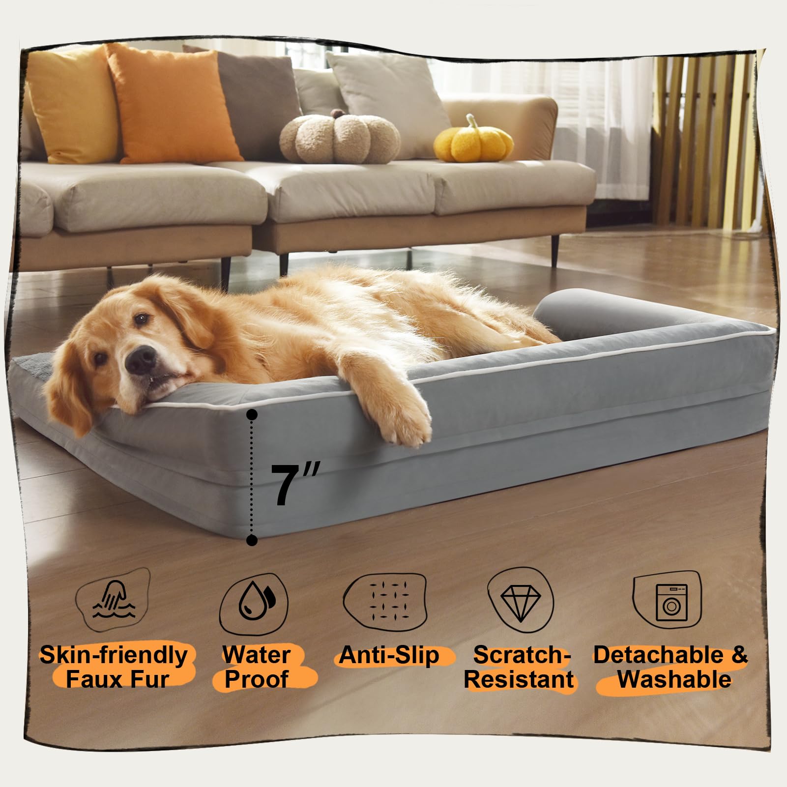 Version 1.0.0 Large dog orthopedic bed with bolsters