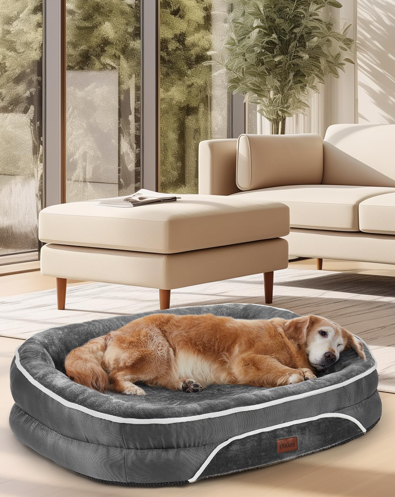 Version 1.0.0 Oval orthopedic dog bed with side surround