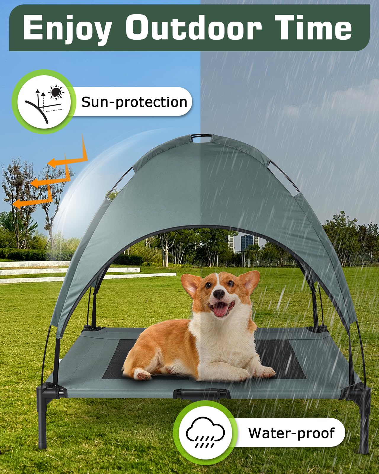 Version 1.0.0 Elevated outdoor tent bed for dogs