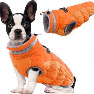 Blaze orange puffer coat with reflective strip