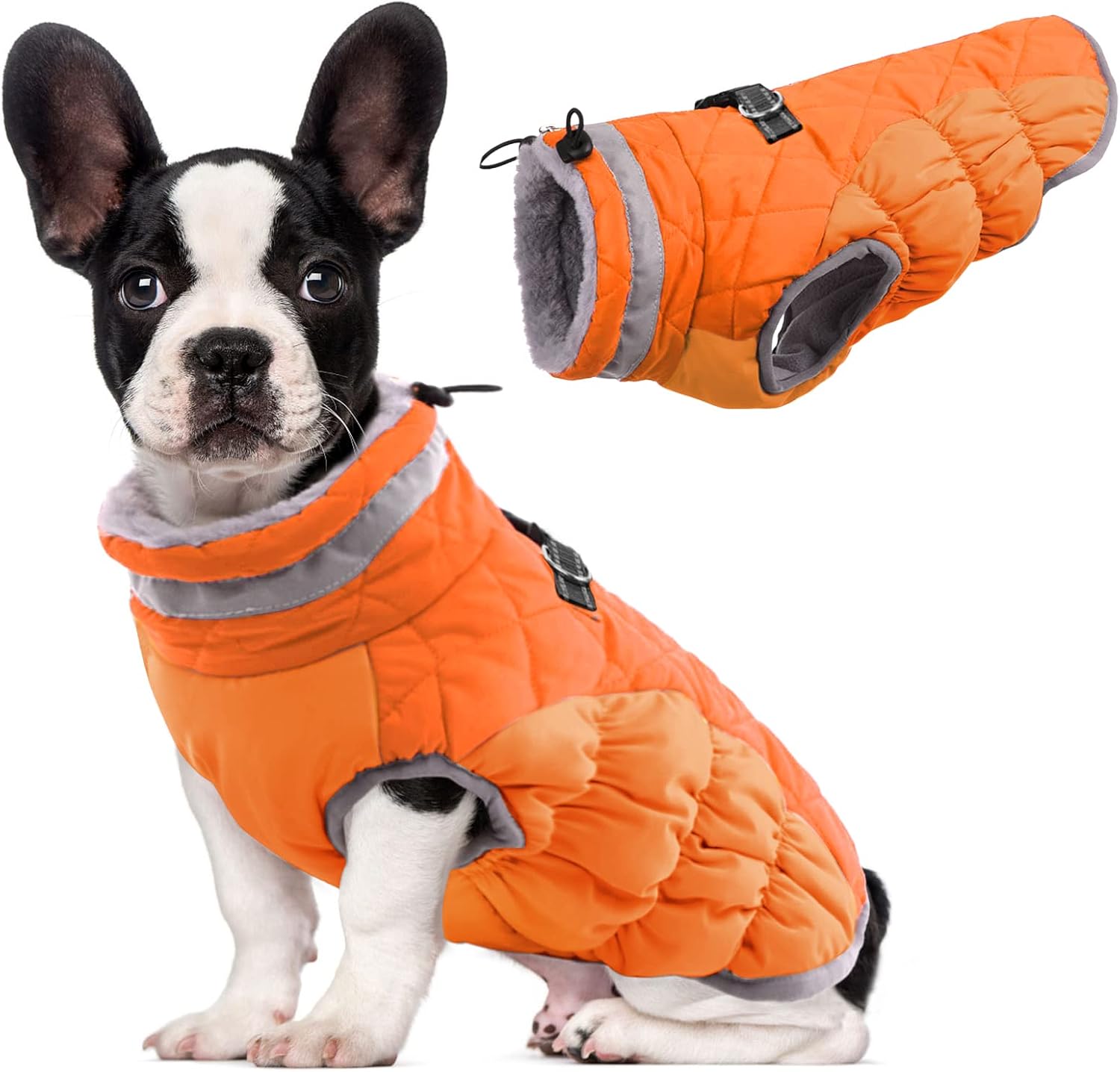 Lelepet-coat-main-1.jpg Blaze orange puffer coat with reflective strip