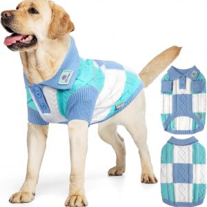 Knit dog sweater with polo front