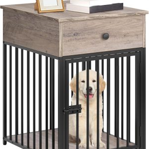 End table dog crate with drawer